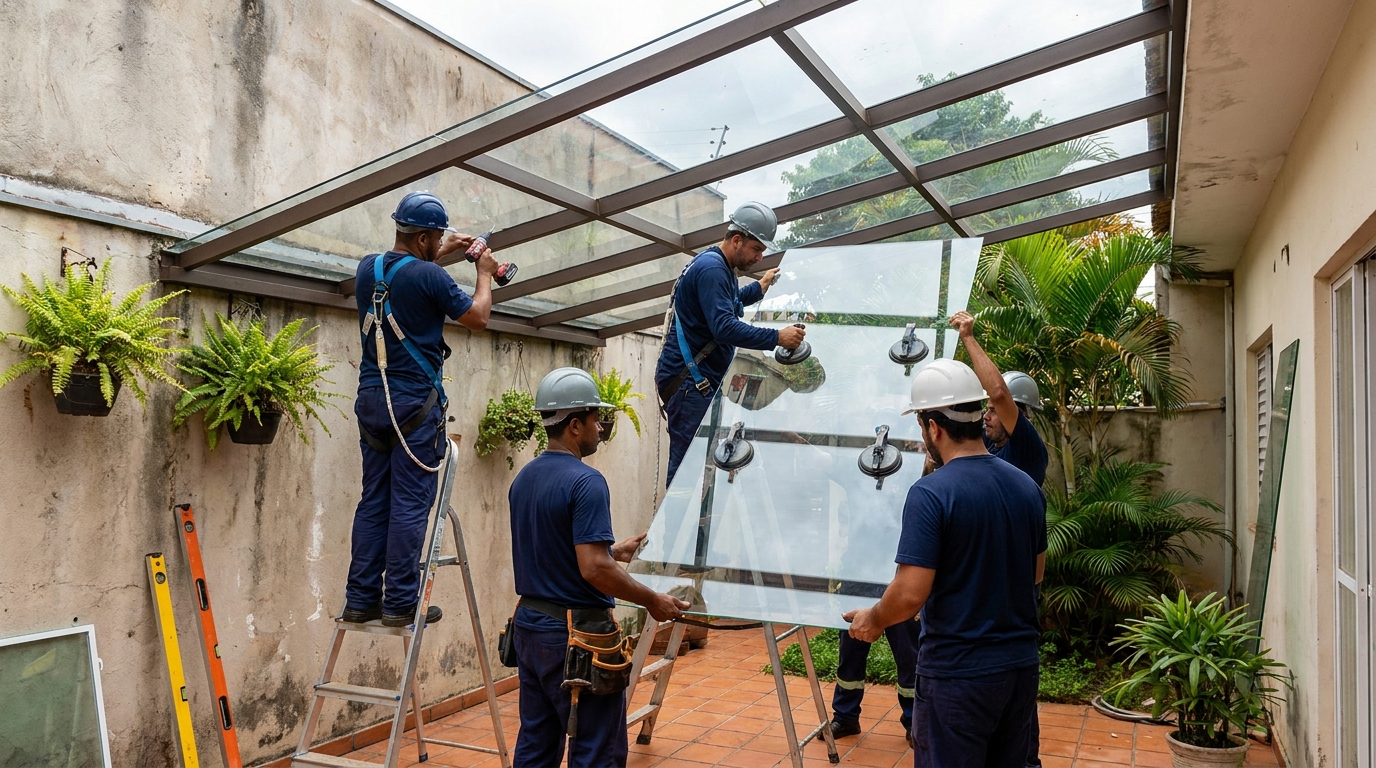 Instalação de cobertura de vidro em Boa Vista-RR